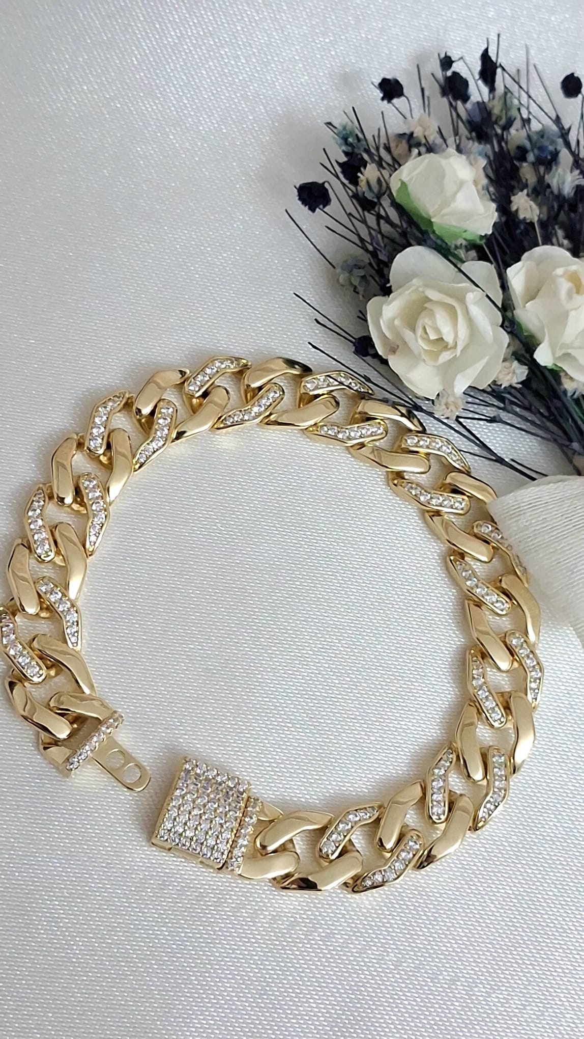 XUPING Bileklik - Kalın Zincir Üzeri Baget Taş Detaylı